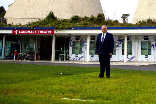 Image of North Devon Lib Dem PPC standing outside Ilfracombe Landmark Theatre